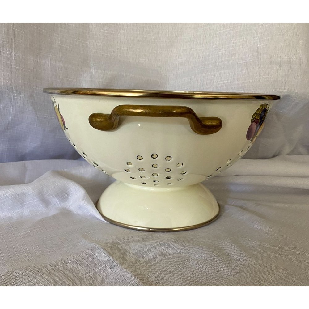 Cornucopia Enamel and Brass Collonder - Picture 4 of 8
